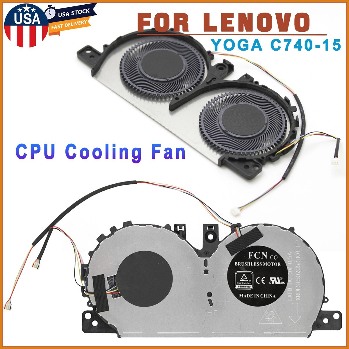 Internal CPU Cooling Fan Replace For Lenovo YOGA C740-15 C740-15IML 5H40S19962