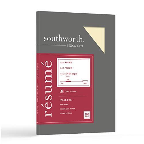 Southworth® 100% Cotton Résumé Paper 8 1/2" x 11" 24 Lb 100% Recycled Ivory 