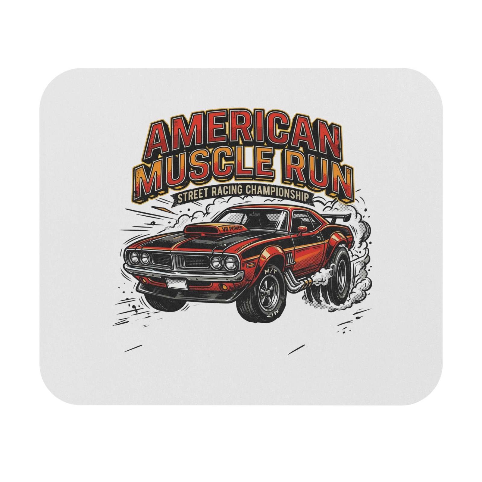 American Muscle Run Classic Car Mouse Pad | Street Racing Artwork
