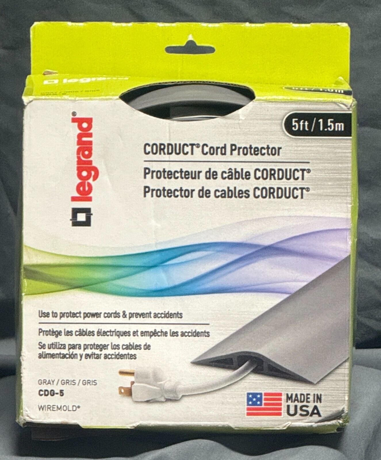 Corduct USA 5 ft. Channel Over-Floor Cord Protector Flexible PVC Material ( W)