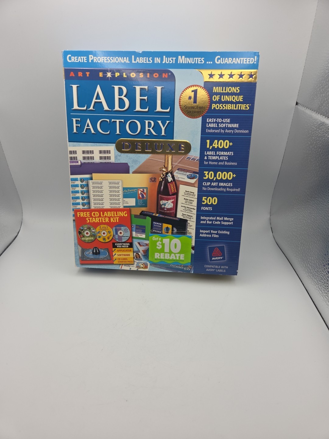 Art Explosion: Label Factory 2003 Deluxe w/ Manual PC CD create custom templates