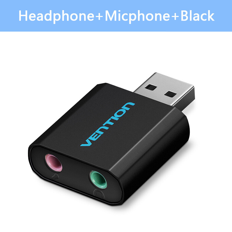 USB Audio Adapter External Stereo Sound Card 3.5mm Headphone and Microphone Jack