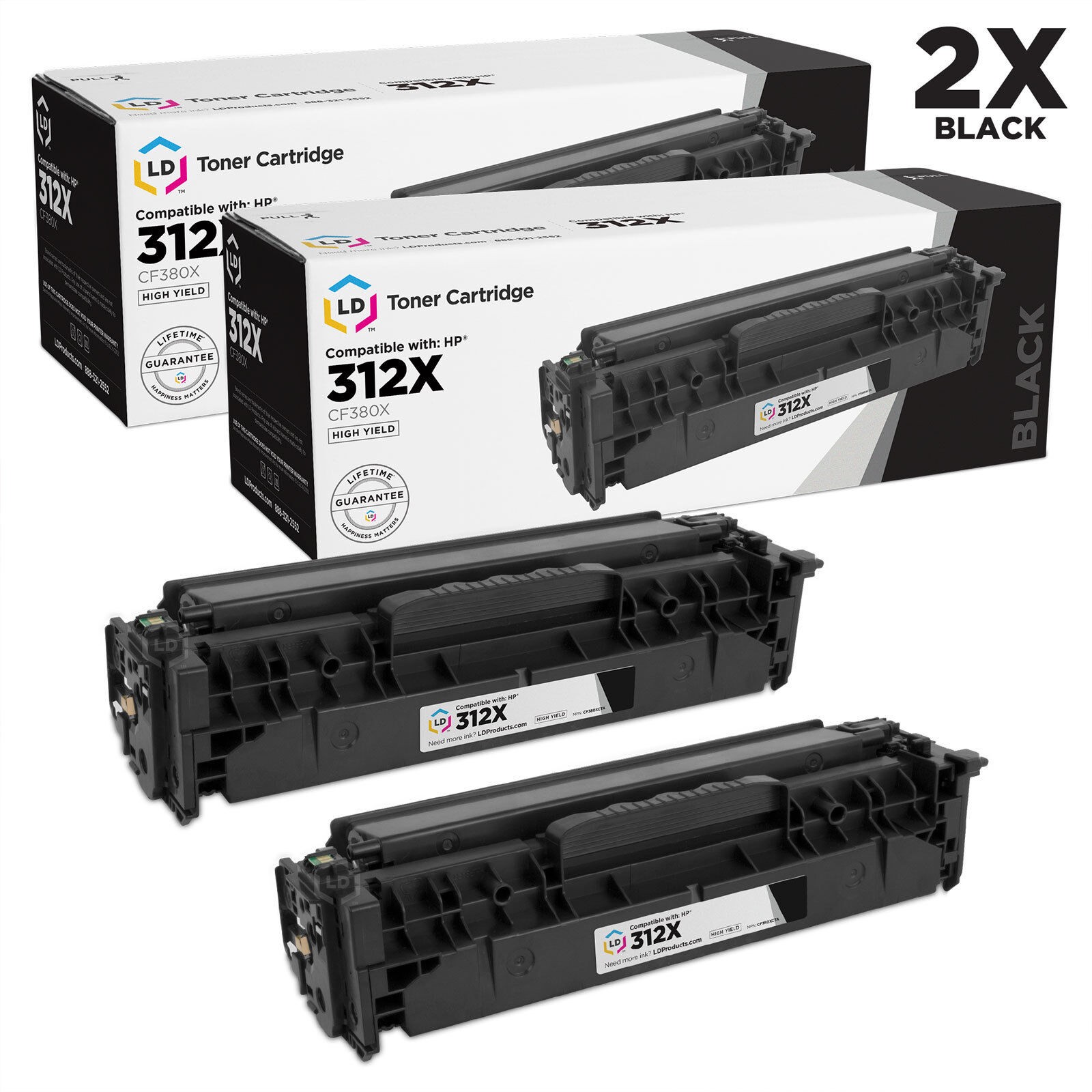 Replacement Toner Cartridges for 312X CF380X HY Black 2PK