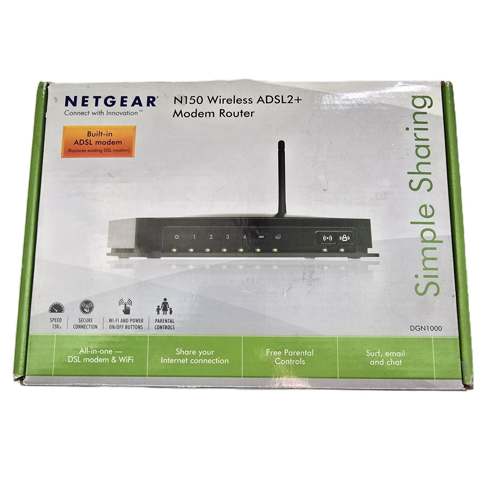 Netgear DGN1000-100AUS N150 Wireless ADSL2+ Modem Router (Pre-owned)