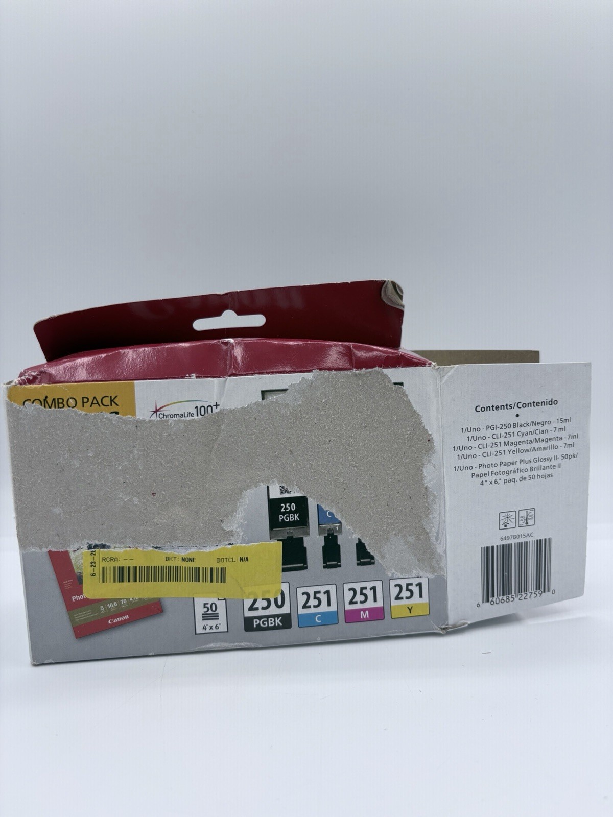 Canon PGI-250/CLI-251 Ink Paper 4x6 Combo Pack Lot Black Cyan Yellow Magenta OEM