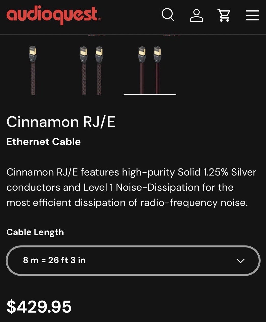 Barely Used  Cinnamon RJ/E 8M (26.3ft) Ethernet cable GOLD Plated