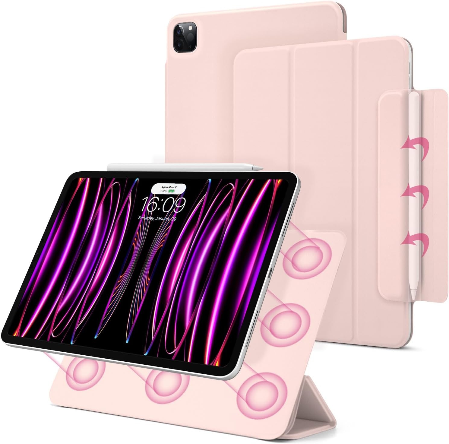 Slim Smart Folio Case for iPad Pro 11 Inch 2nd/3rd/4th Gen, Lightweight Trifold