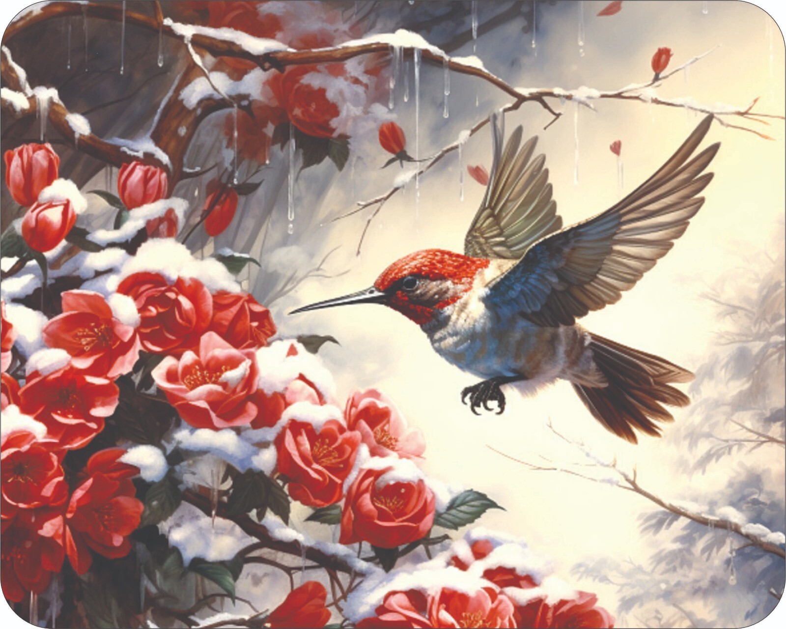 HummingBird Wild Life Flower Art Colorful  Art Mousepad 7 x 9 Art mouse pad