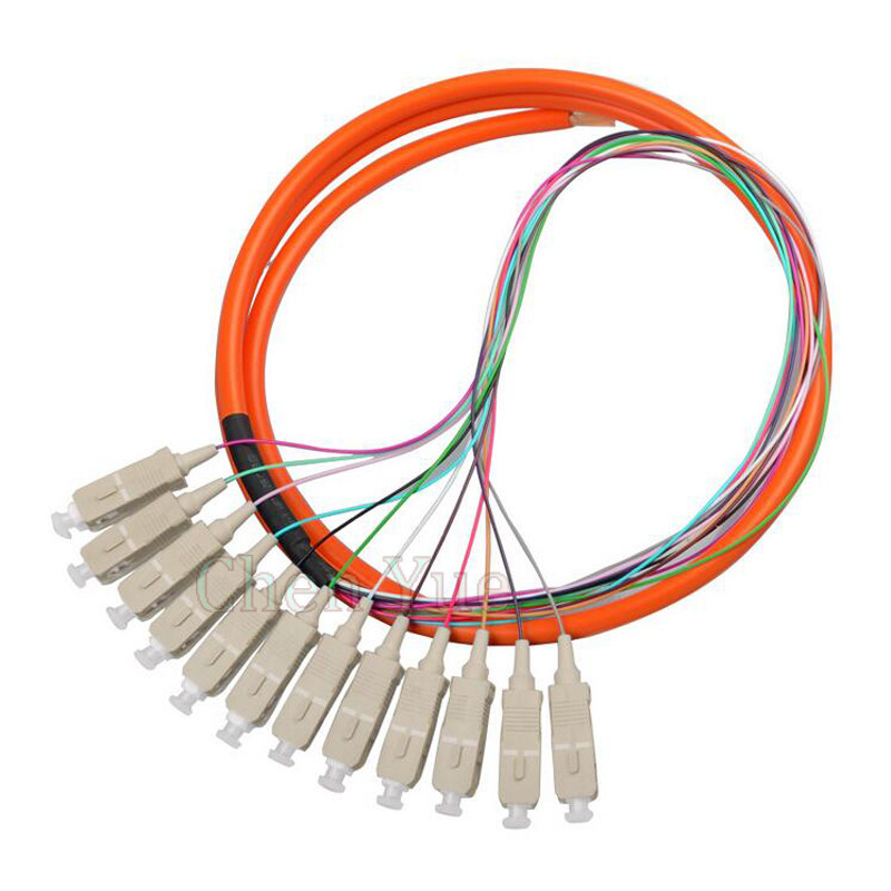 1.5M 12 Cores SC/UPC Distribution Cable Pigtail MM(62.5) OM1 Optic Fiber Pigtail