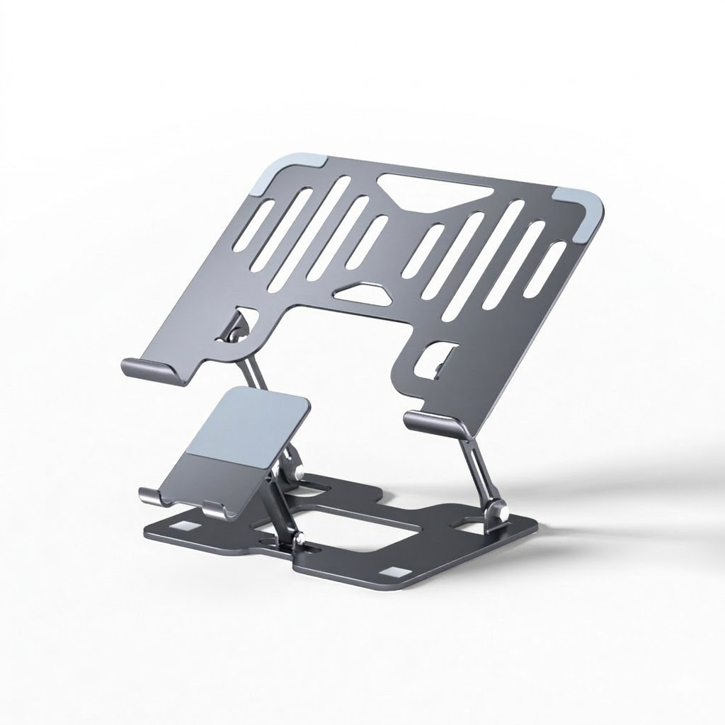 2 in 1 Adjustable Laptop Phone Stand Ergonomic Desktop Stand Adjustable Height