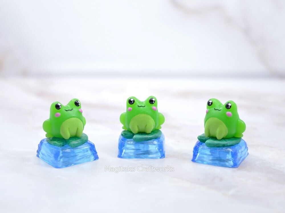 Frog Artisan Keycap Frogs Cute Collectible Kawaii Keycaps Small Batch Resin Kero