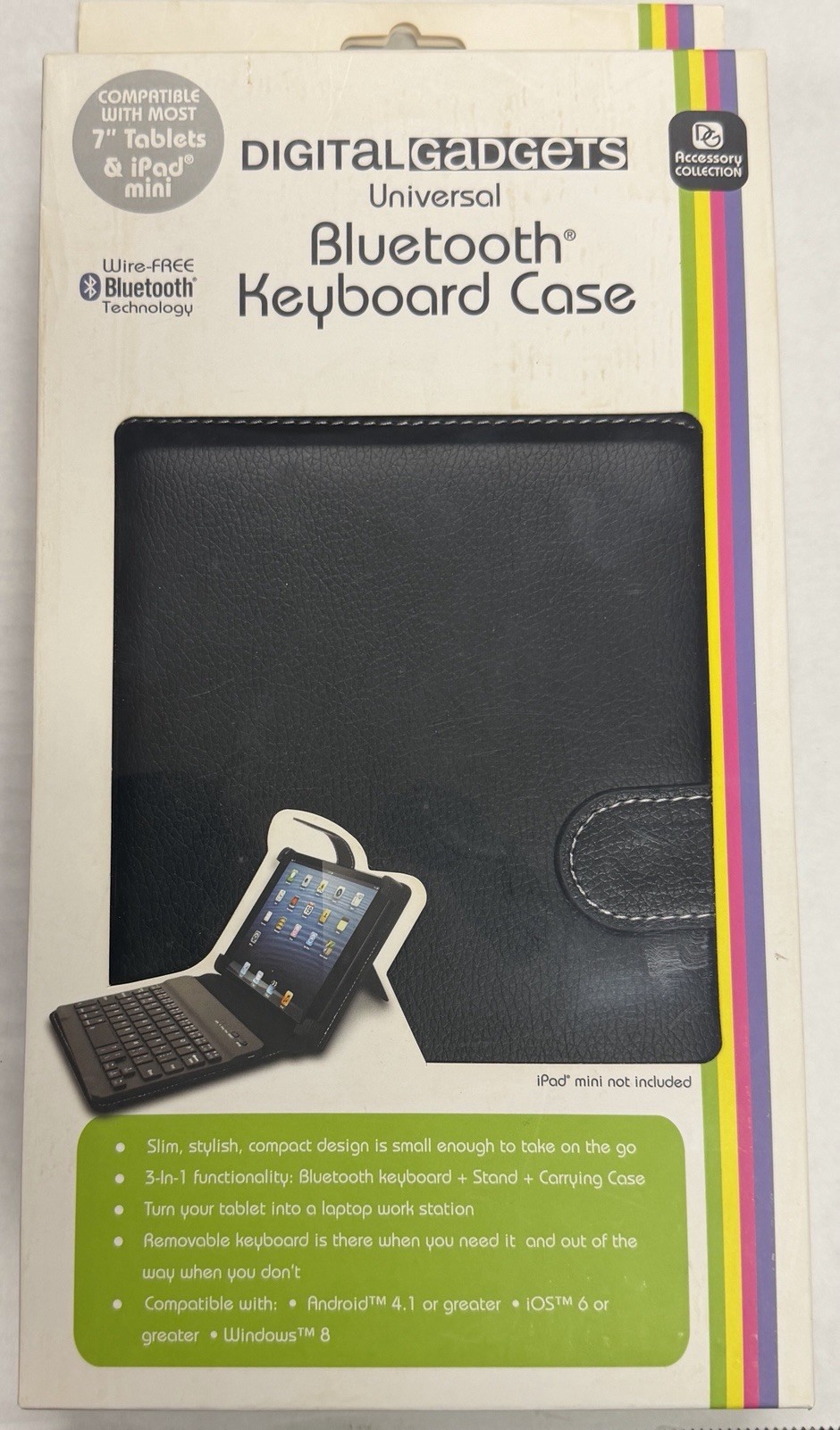 Digital Gadgets Bluetooth Keyboard And Case For iPad Mini & Android Tablets NIB