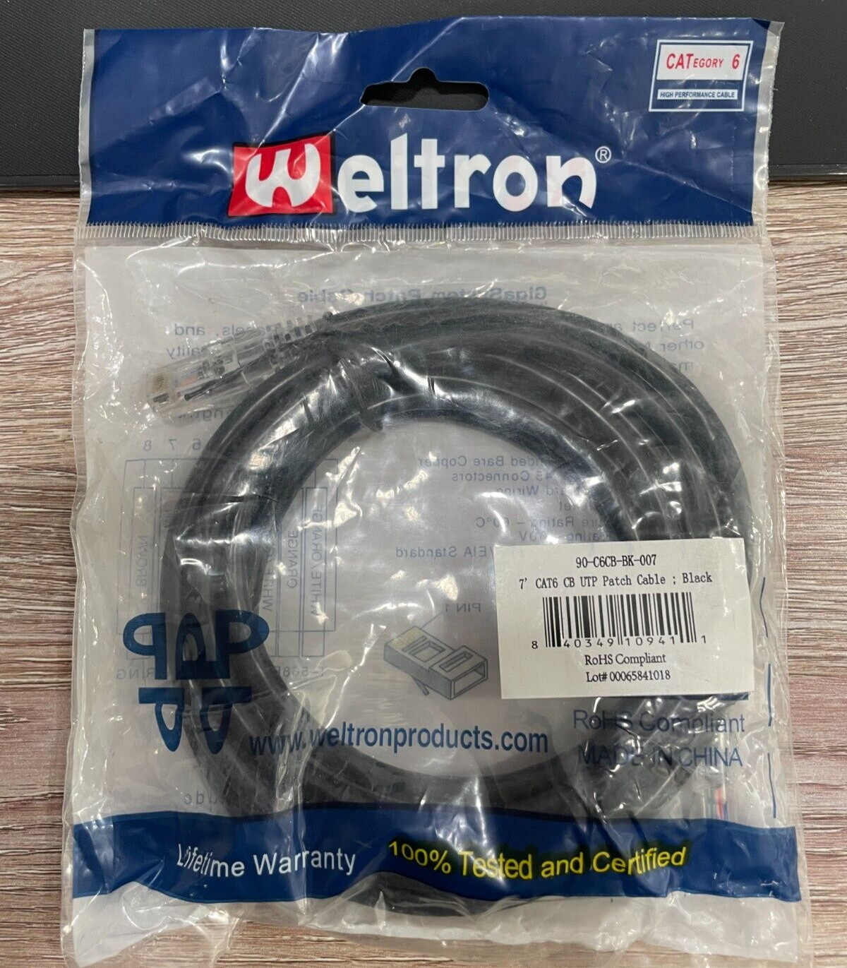 Weltron Cat.6 Patch Network Cable (90c6cbbk007) CAT6 CB UTP