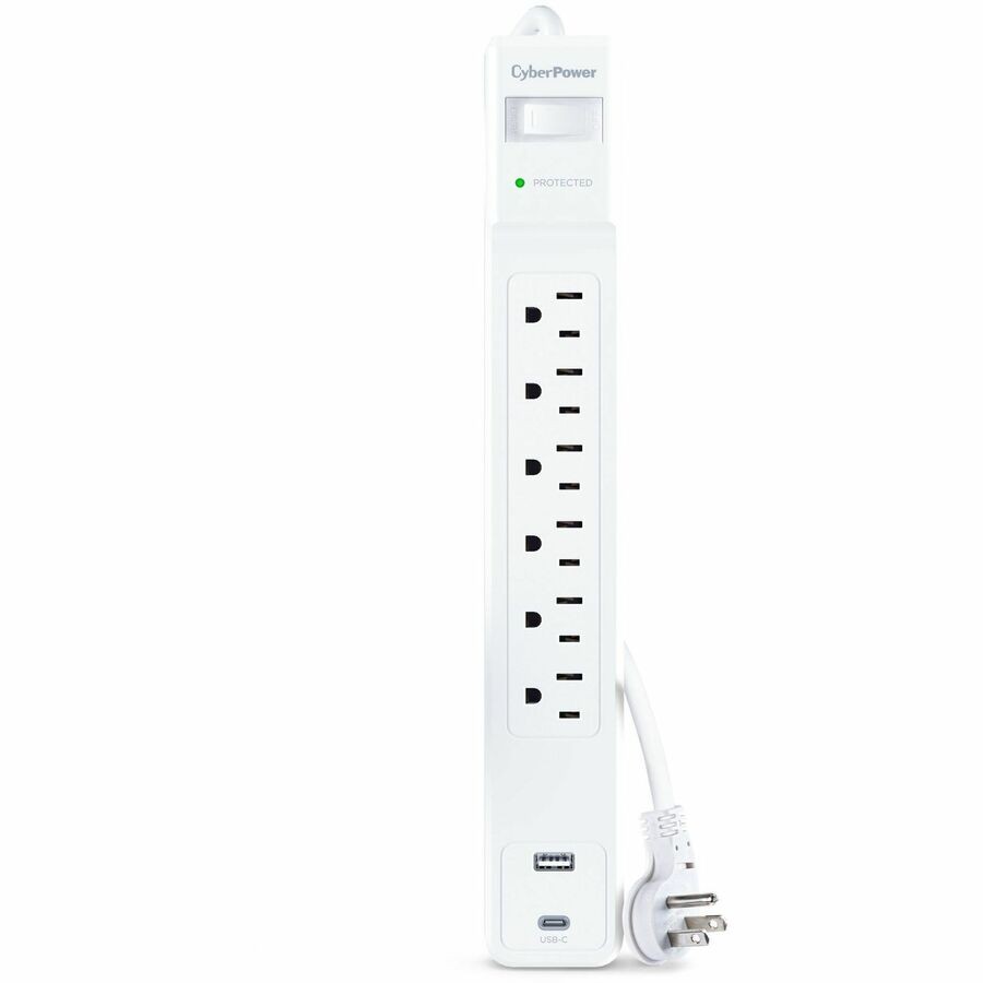 CyberPower CSP604UCW 6 Outlet Surge Protector w/ 1500J Surge Suppression
