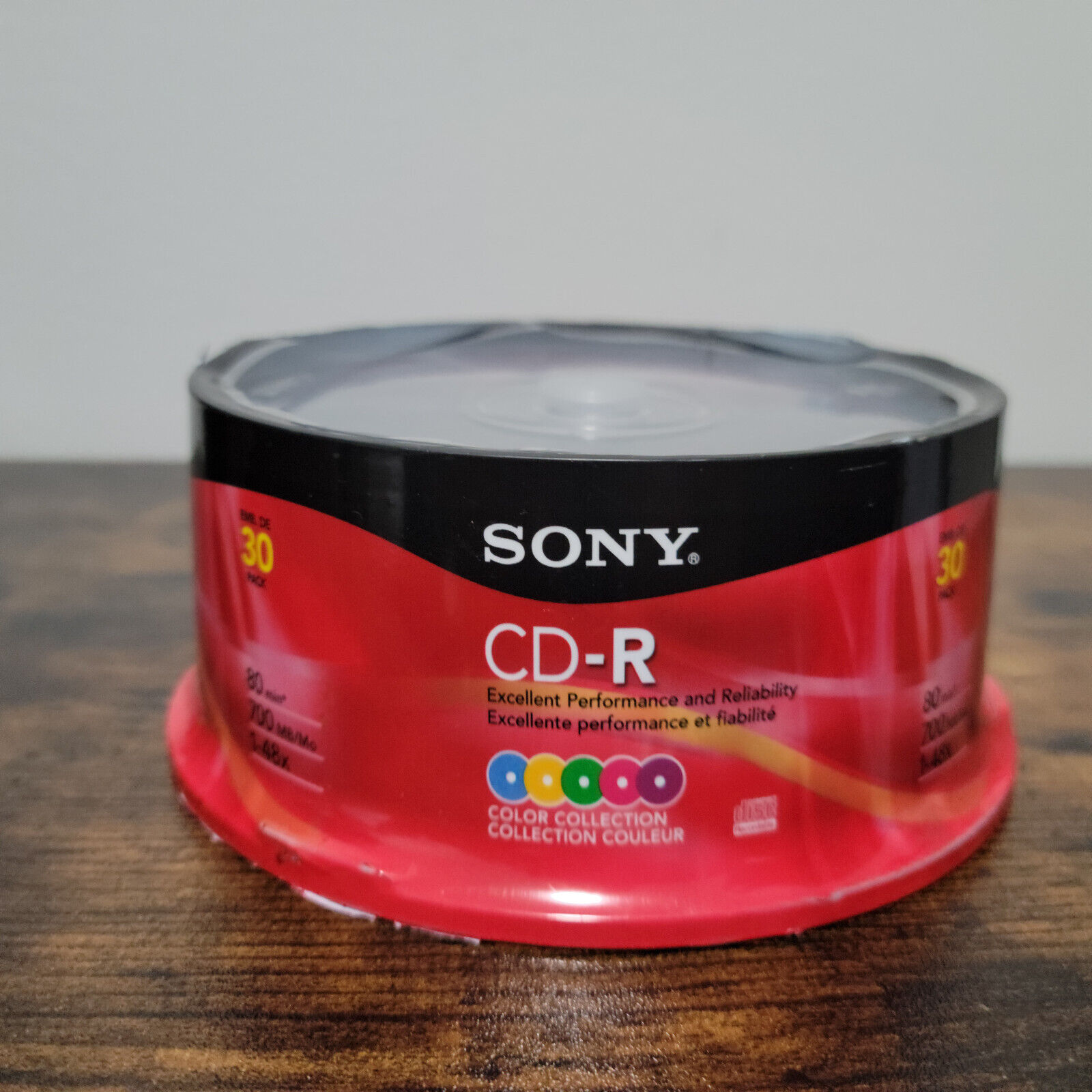 Sony CD-R 80Min 700MB 1-48X Color Collection Blank Audio Recordable Discs 30 PK