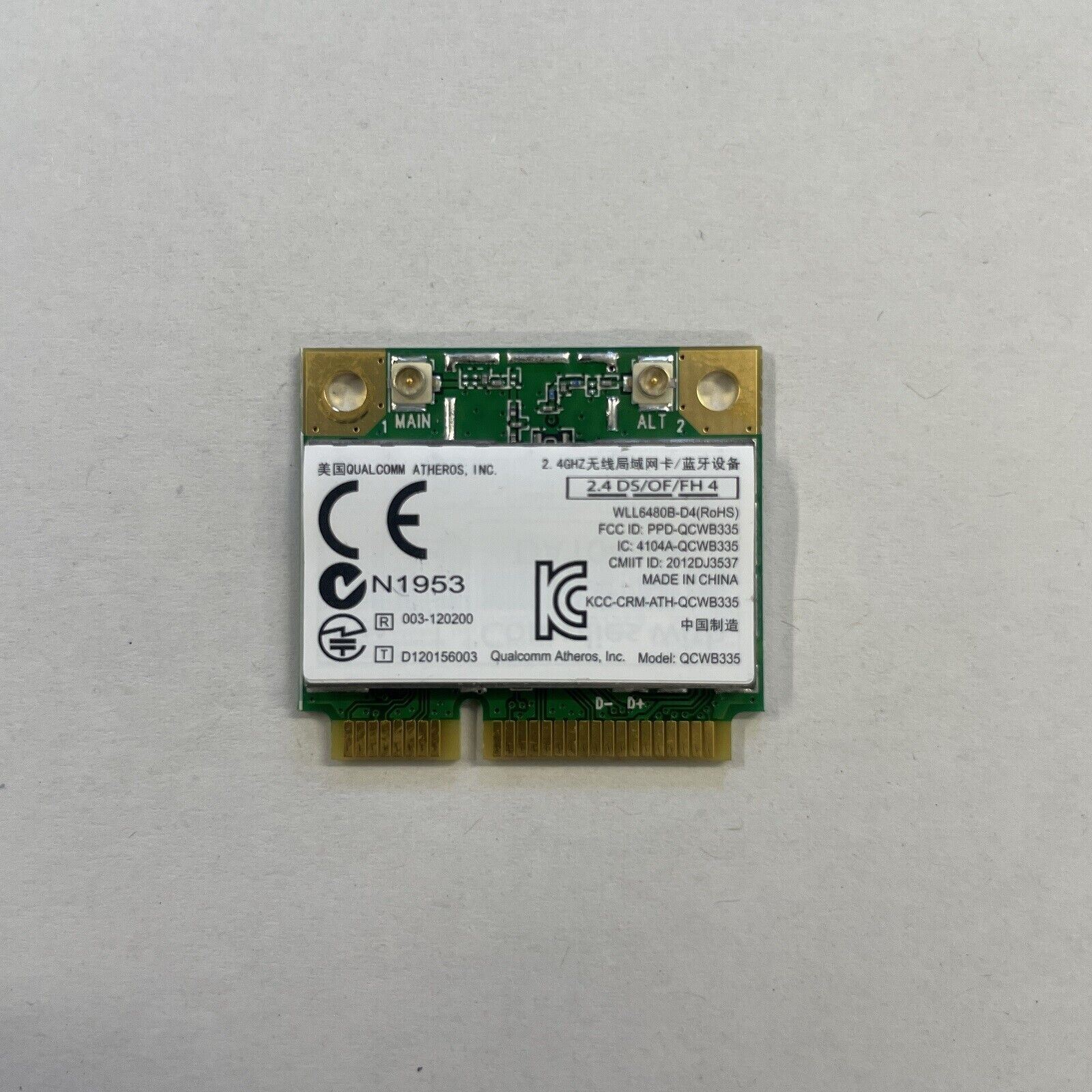 Genuine Qualcomm Atheros QCWB335 2.4GHz WiFi + Bluetooth 4.0 Mini PCI-e Card 