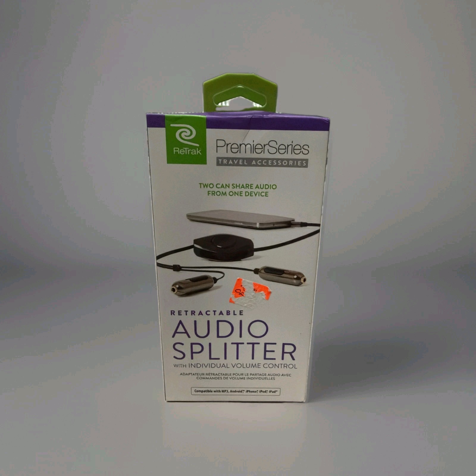 ReTrak Retractable Audio Splitter w/Individual Volume Control