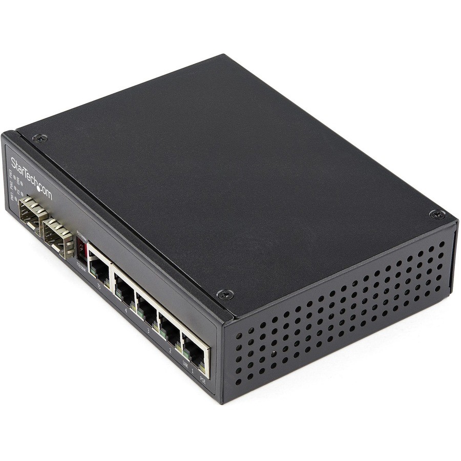 StarTech Industrial 6 Port Gigabit Ethernet Switch 4 PoE RJ45 +2 SFP Slots 30W