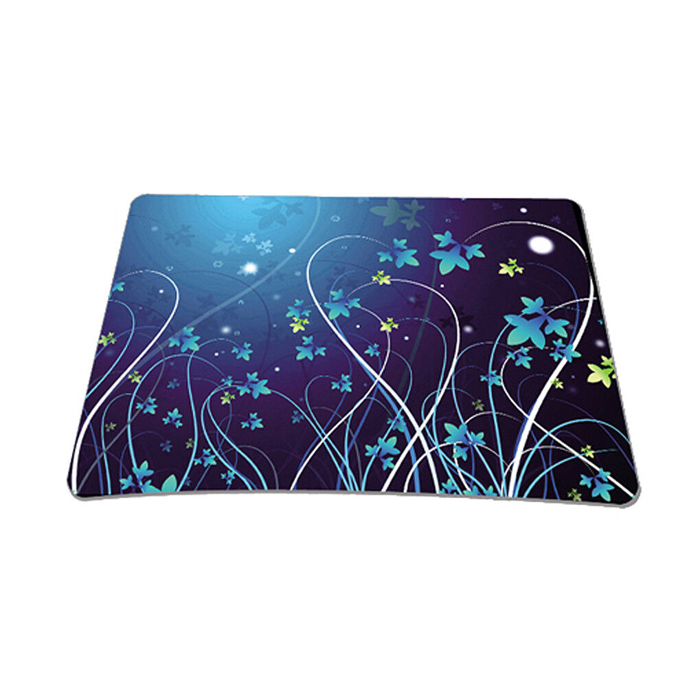 Soft Neoprene Notebook Laptop Optical Mouse Pad Blue Floral Plants MP-08