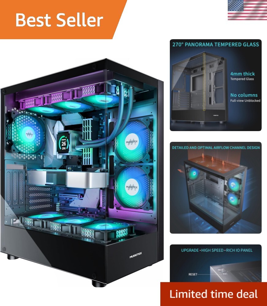 Elevate Your Gaming with Musetex K2 PC Case: 6 ARGB Fans & Stunning Glass Design