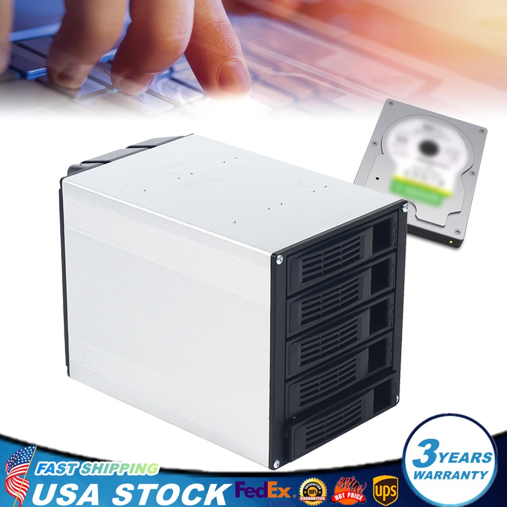 5 bays SATA SAS D Drive Bay Hard Drive Disk Case Enclosure 2.5"/3.5" USA