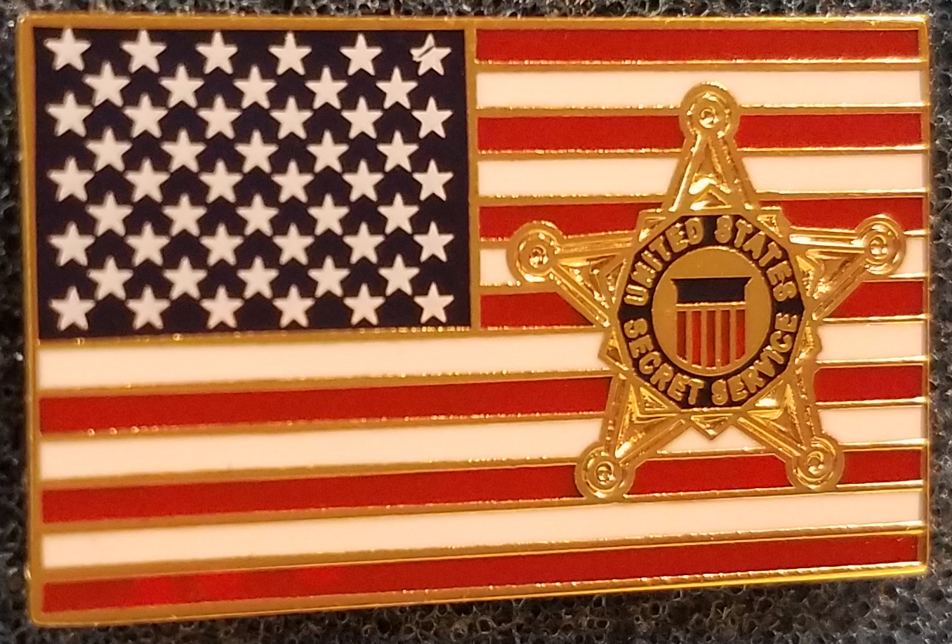 Used Secret Service Flag Lapel Pin 2016 President Donald Trump Barack ...