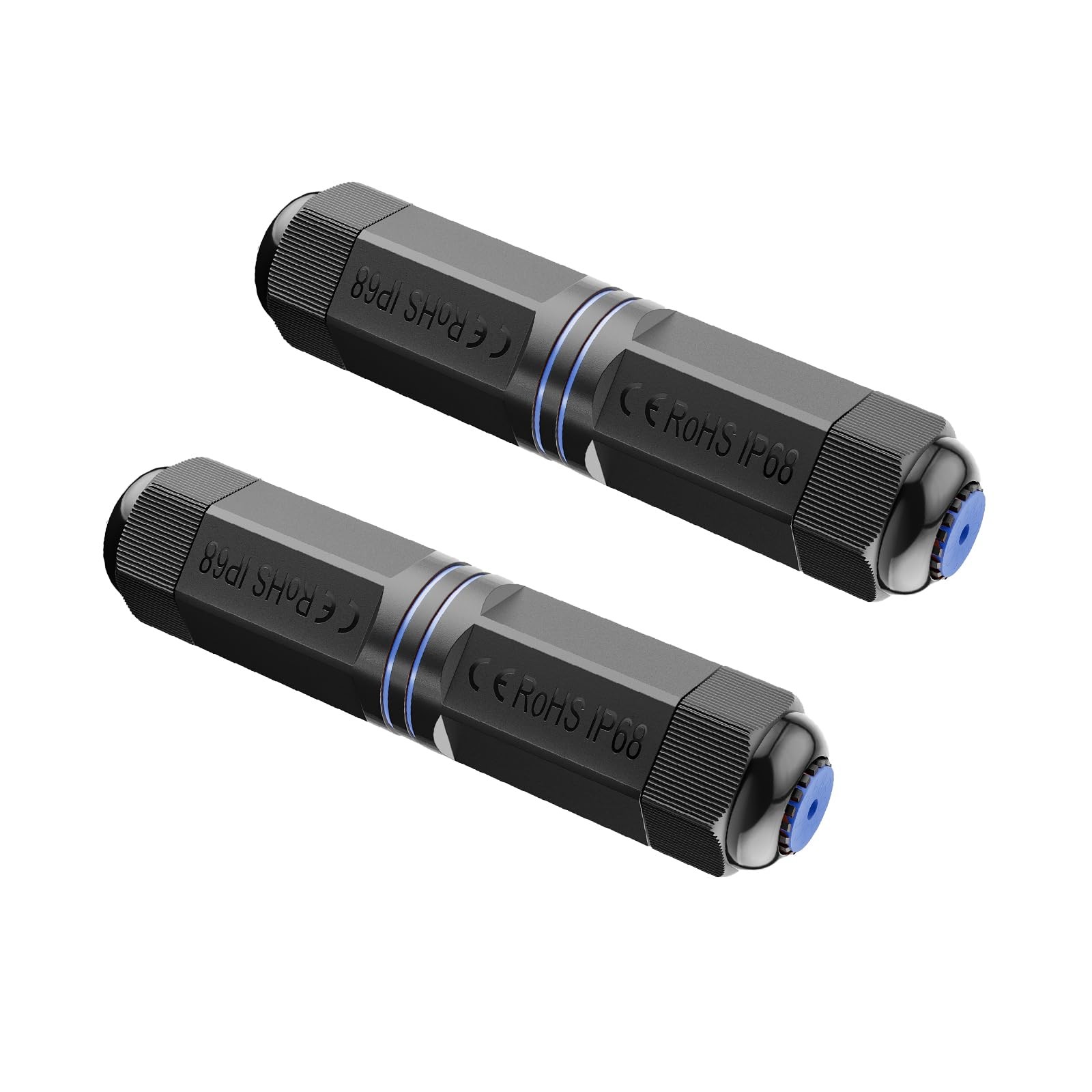 VCELINK CAT6 Waterproof RJ45 Coupler IP68 5.3" PoE Support, Blue, 2-Pack