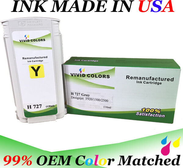 VC 130ML Refurbished Yellow B3P21A HP727 Ink Tank for T920 Printer 