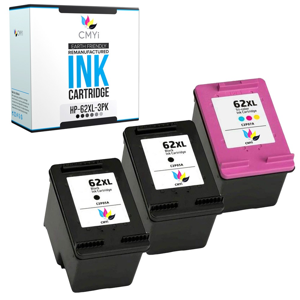 3-Pack CMYi Replacement 62XL Ink Cartridges for HP ENVY 5549 5664 OfficeJet 8045