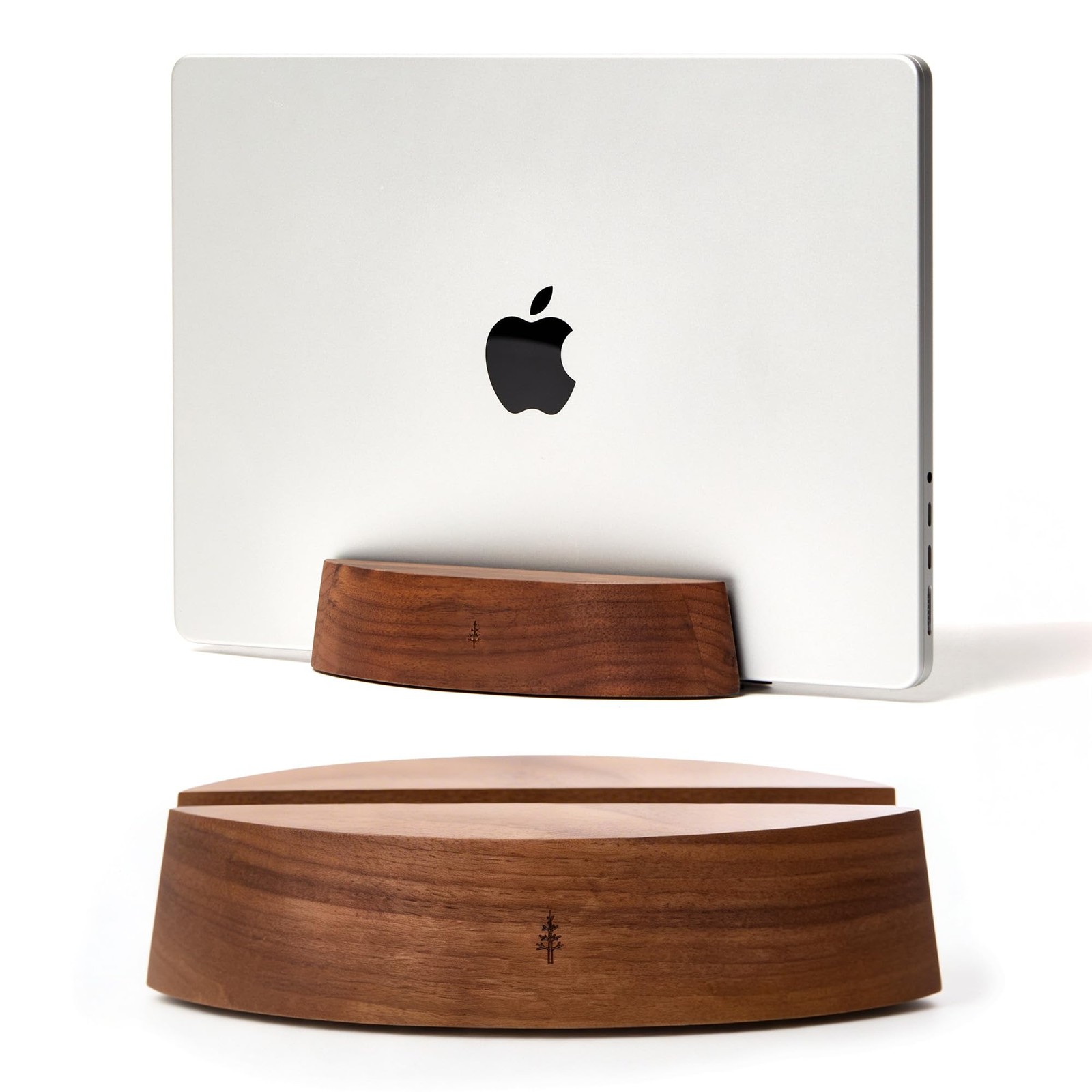 Vertical Laptop Stand Adjustable Solid Walnut Laptop Dock Holder Desk