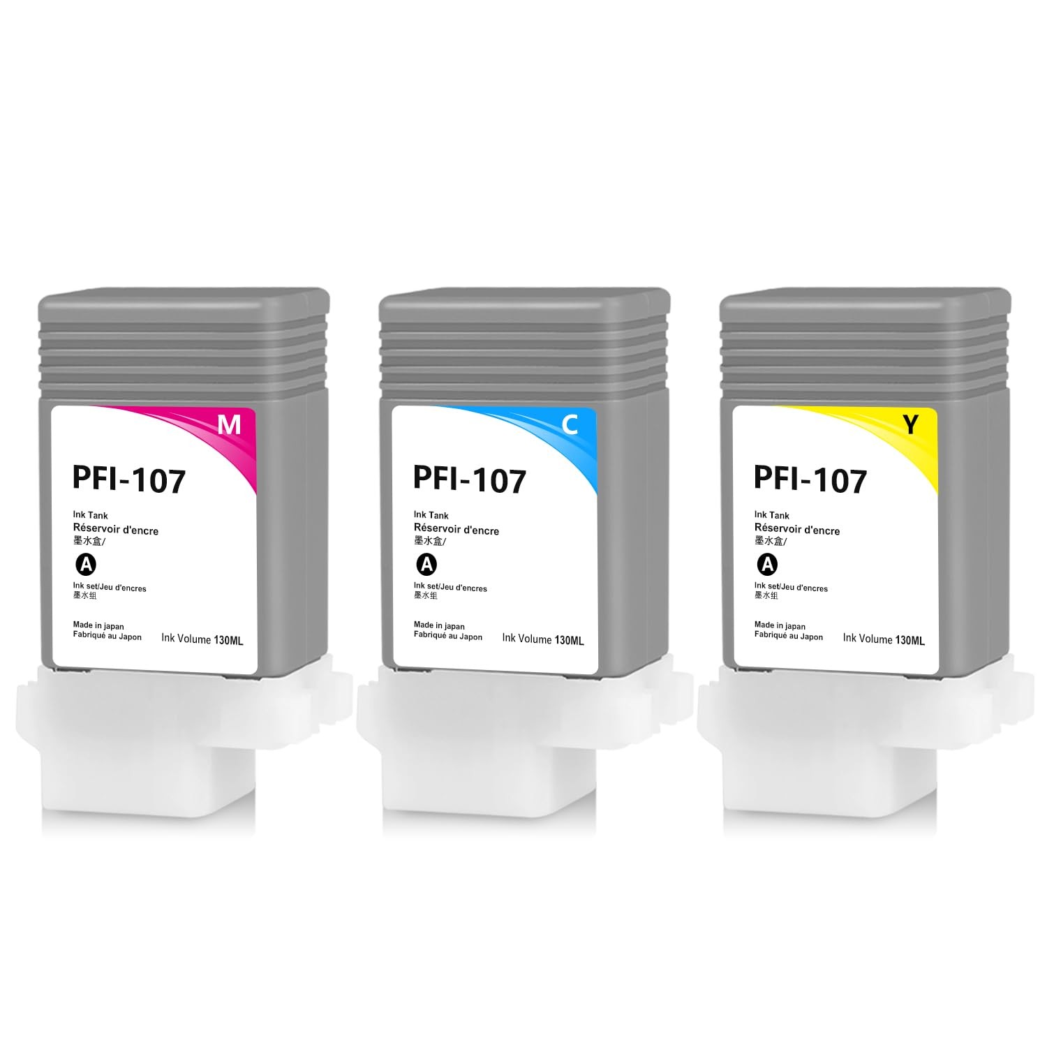 PFI-107 130ml Ink Cartridge (3Pack, Cyan, Magenta, Yellow) Replacement for Ca...