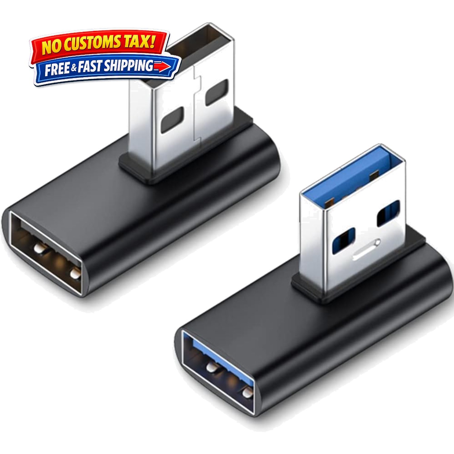 90 Degree USB 3.1 Adapter 2 Pack, Right and Left Angle USB A Male to Female C...