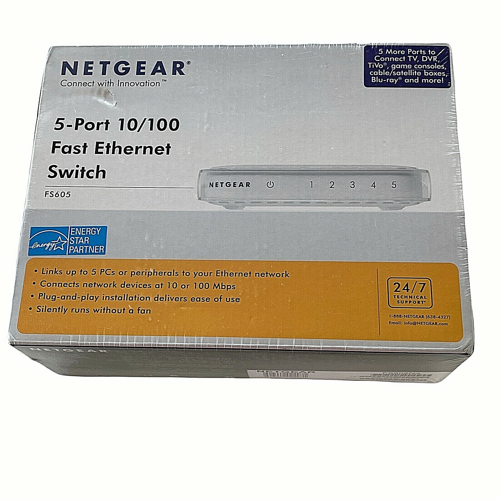 Netgear New 5 Port  10/100 Mbps Fast Ethernet Switch FS605 In Sealed Box