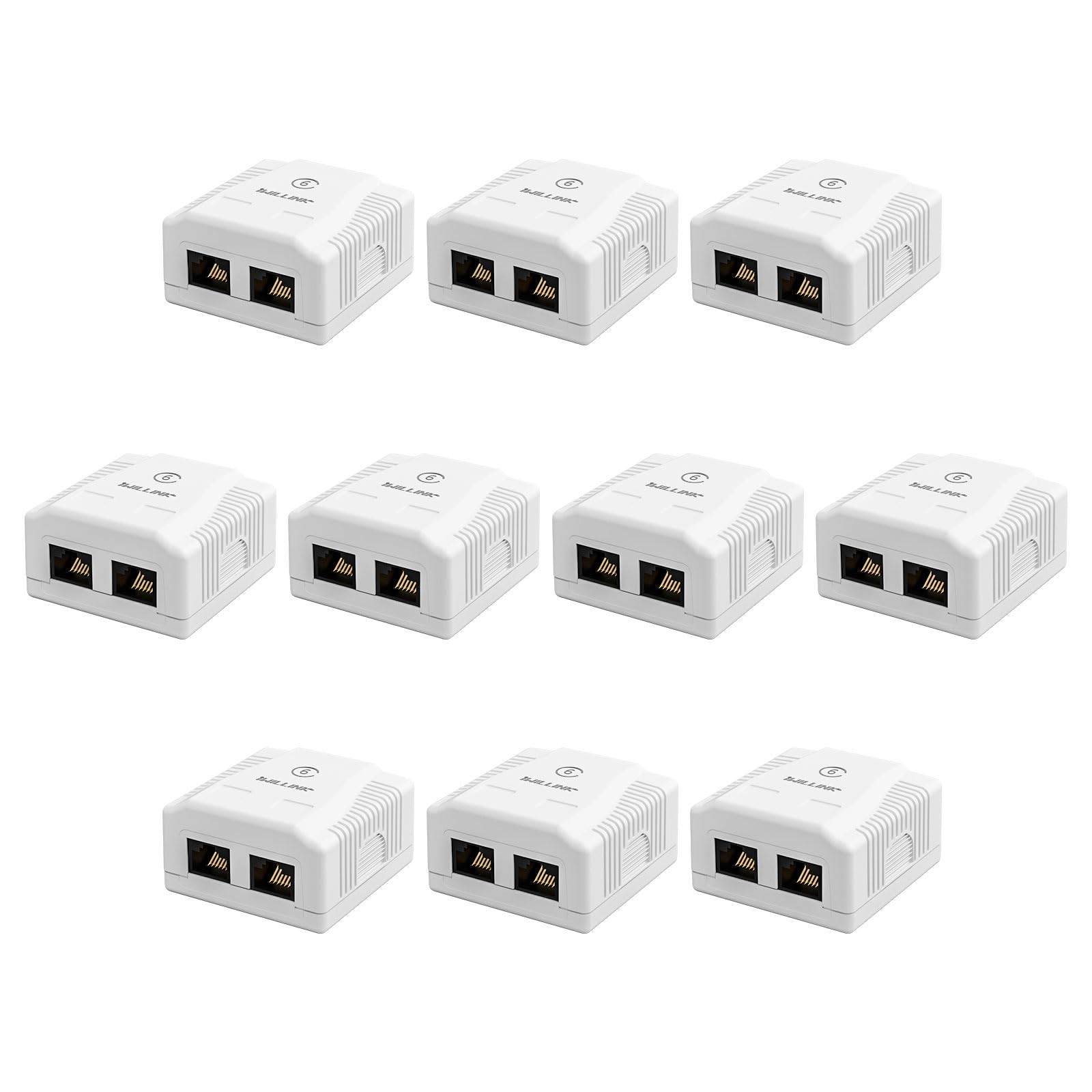 10 PCS 2Port Surface Mount Outlet Box RJ45 Cat6 Junction Ethernet Wall Jack