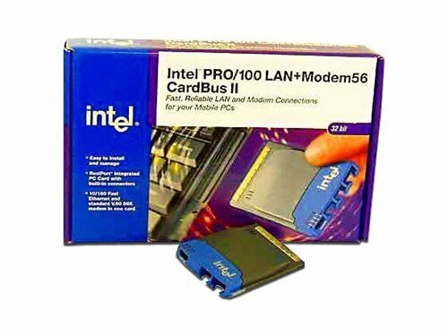 Intel PRO/100 LAN+Modem 56 CardBus II Ethernet PC Card with Integrated Jacks NEW