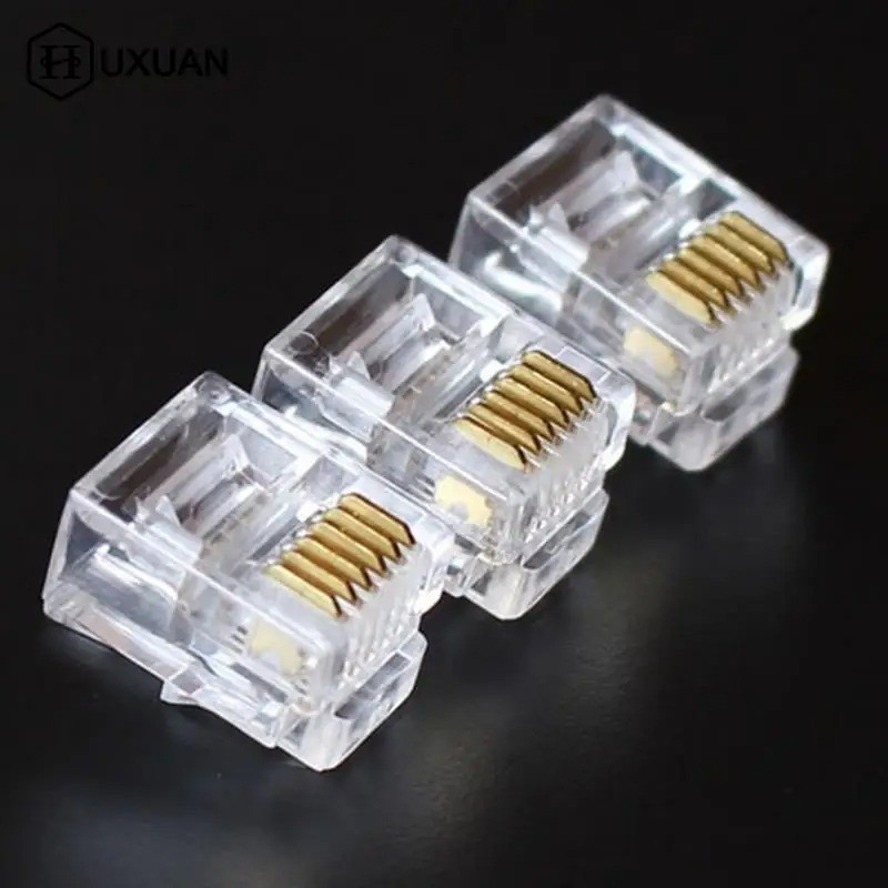 500pcs RJ12 Pass Through Modular Plug Network Cable Connector End  6P6C