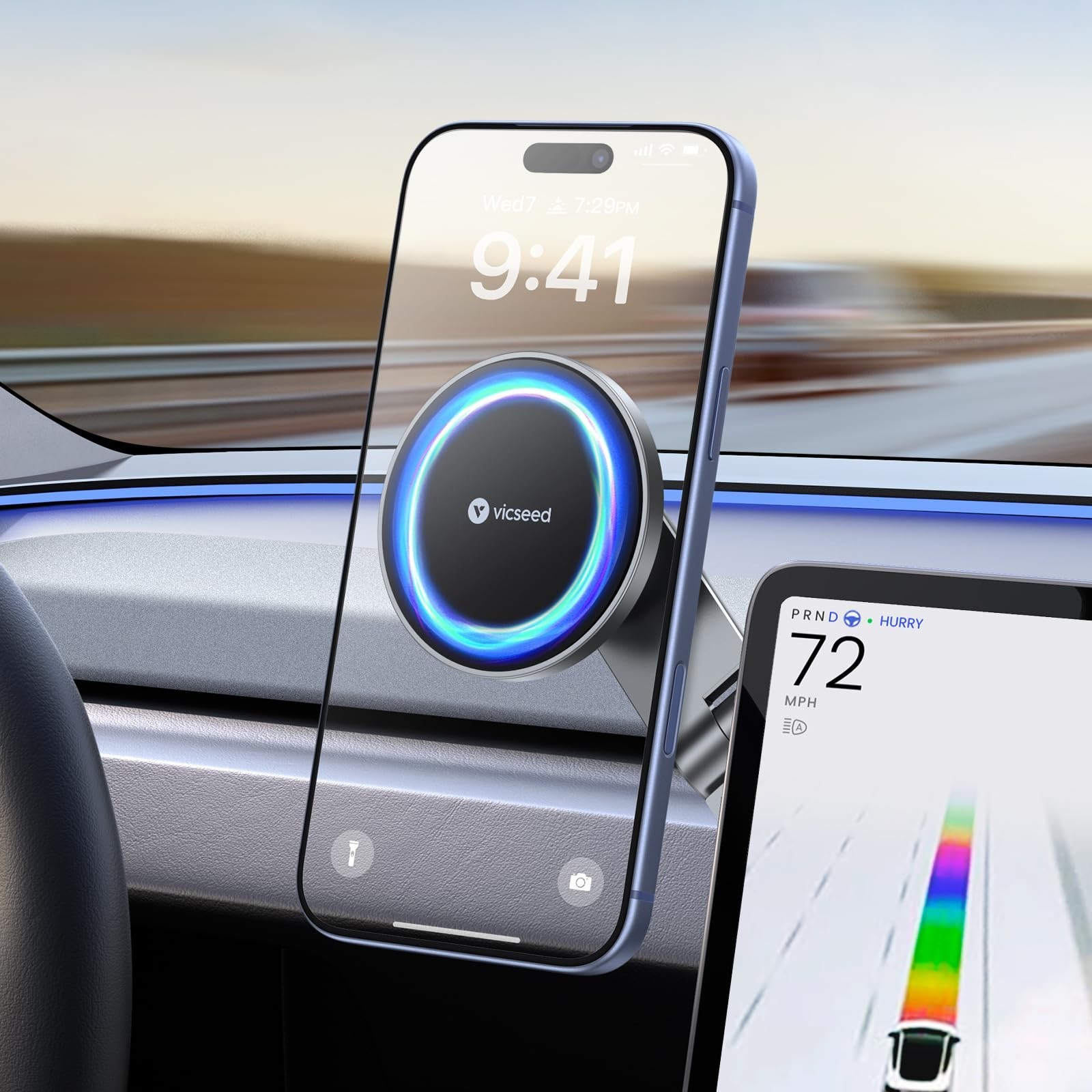VICSEED Tesla Phone Mount【Strongest Magnet Power】Foldable Hidden T