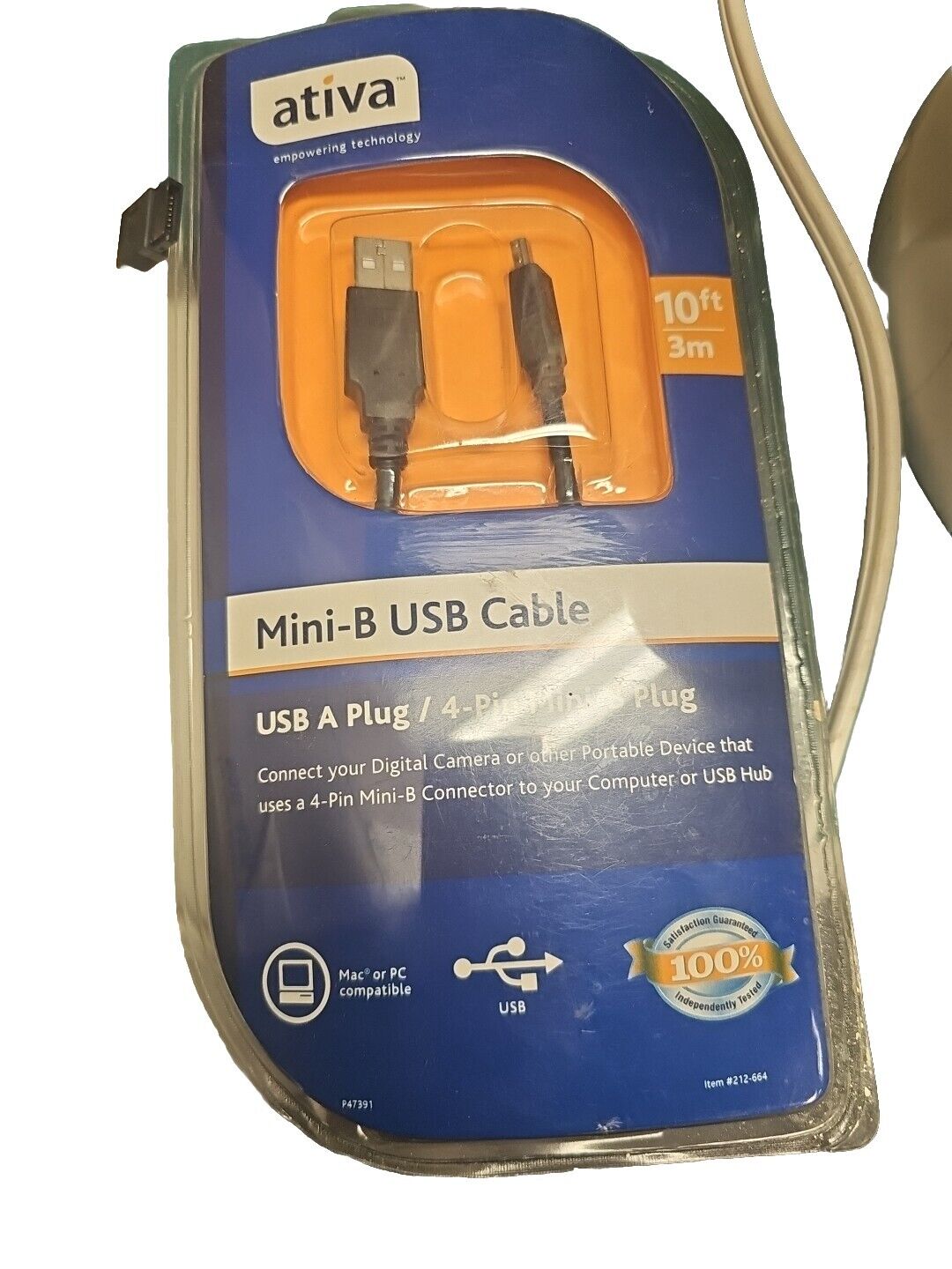 Ativa USB A To 4-Pin Mini-B Device Cable, 10', Gray