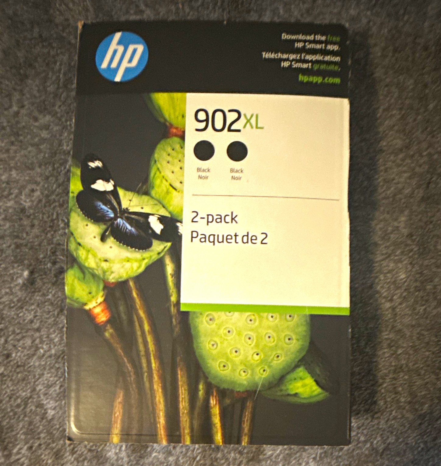 HP 902XL Black Genuine/Original Inkjet Ink Cartridge 2-Pack T0A40BN