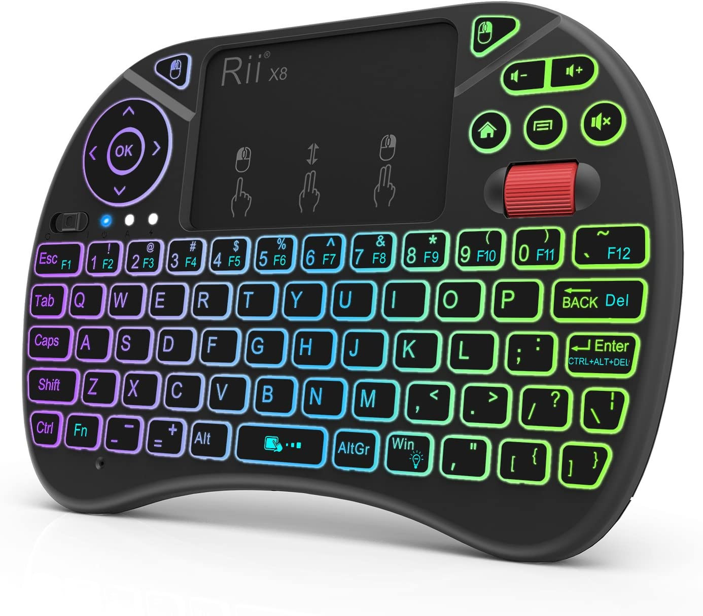 X8 Mini Keyboard,2.4Ghz Portable Wireless Keyboard with Touchpad Mouse,Rgb