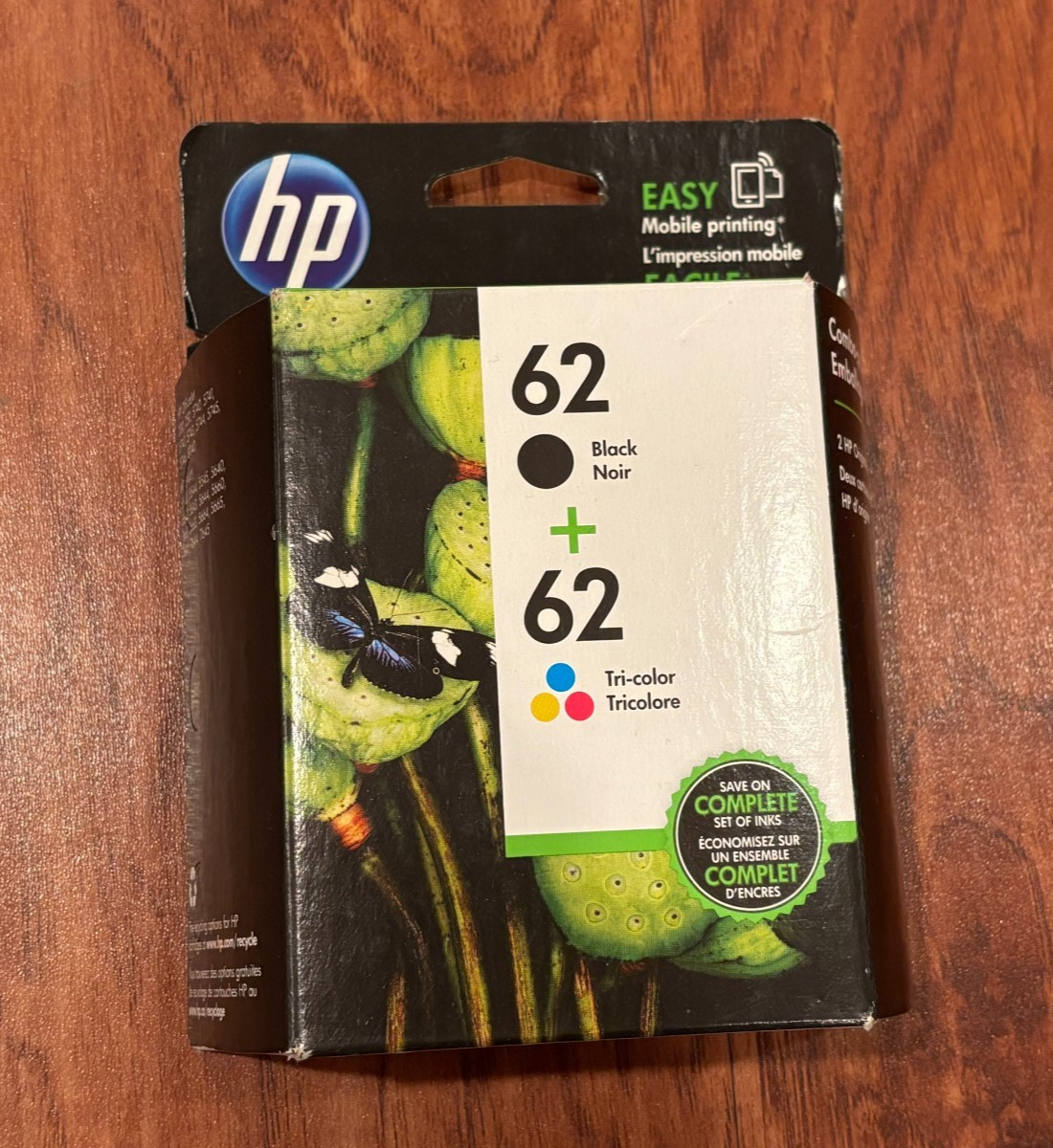 NEW Genuine OEM Authentic HP 62 Black & Tri-color Ink Cartridges