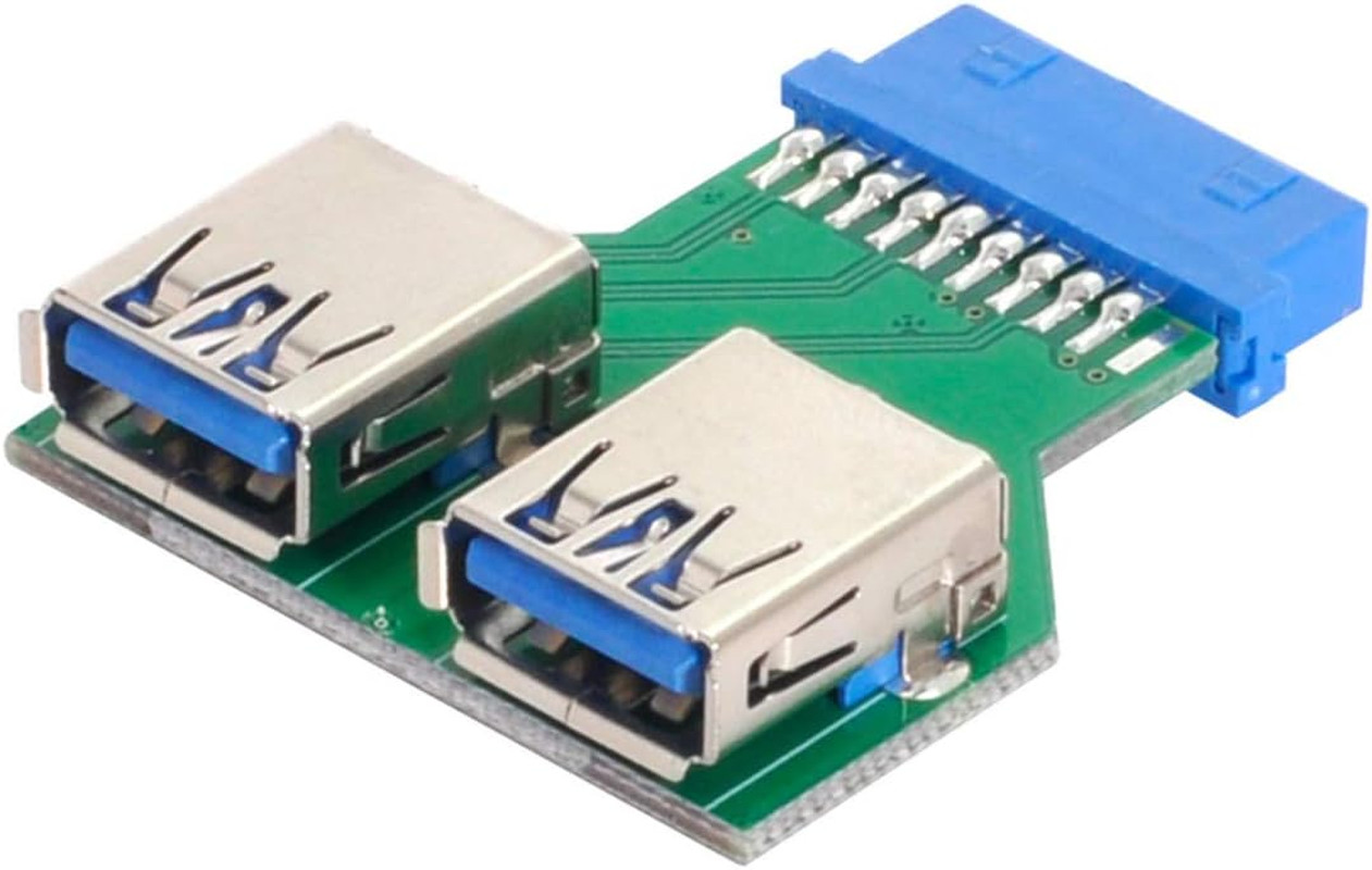 Dual USB 3.0 a Type Female to Motherboard 20/19 Pin Box Header Slot Adapter