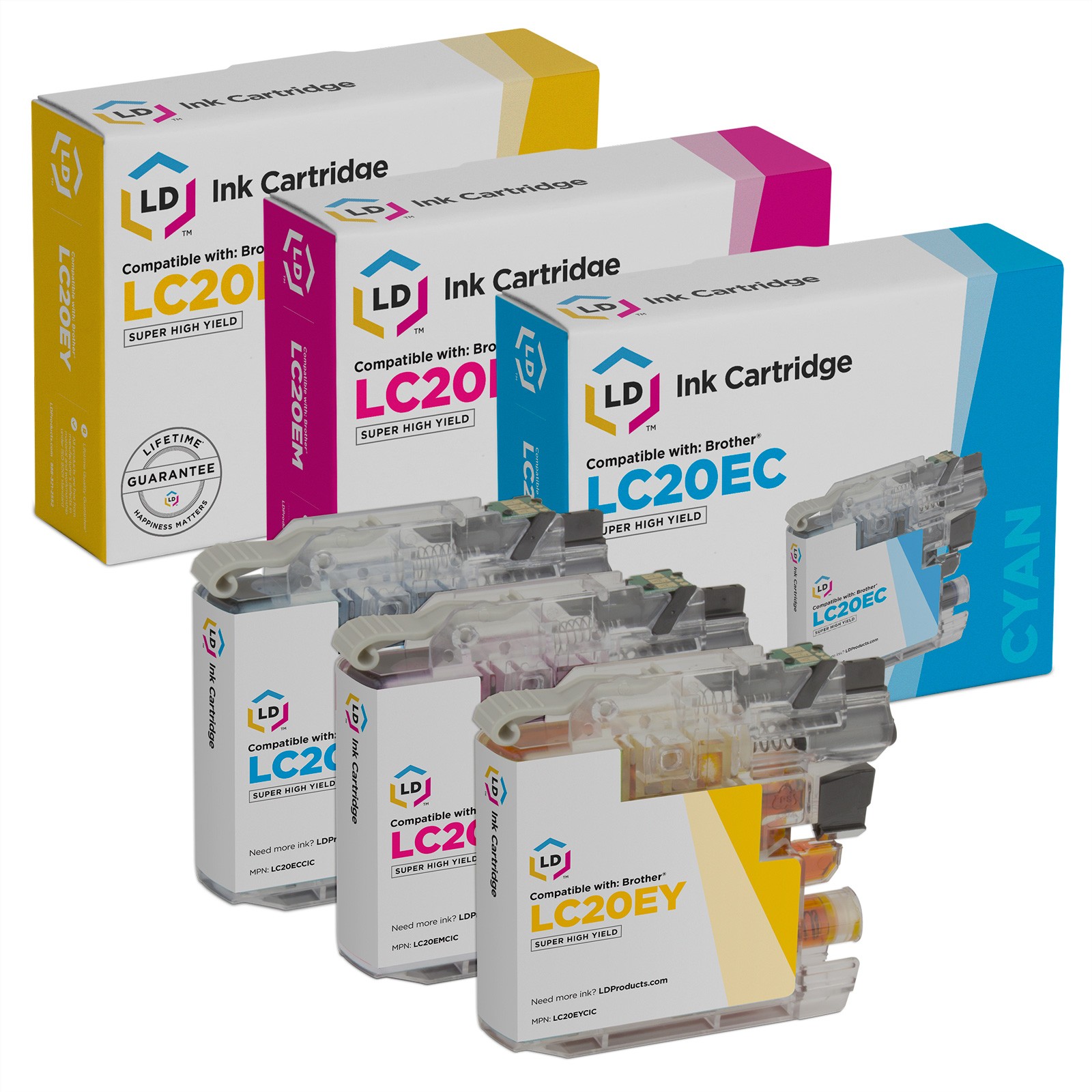LD Comp Extra-HY  Ink Cartridge for Brother LC20 3PK: 1 LC20EC,1 LC20EM,1 LC20EY