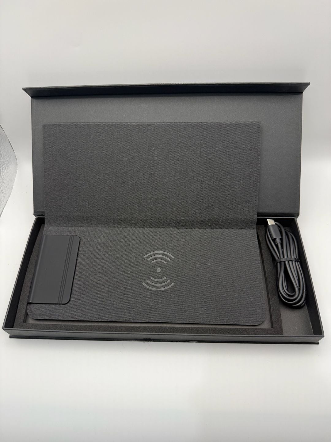 Innovative Design Wireless Charging Mouse Pad Black Faux Leather