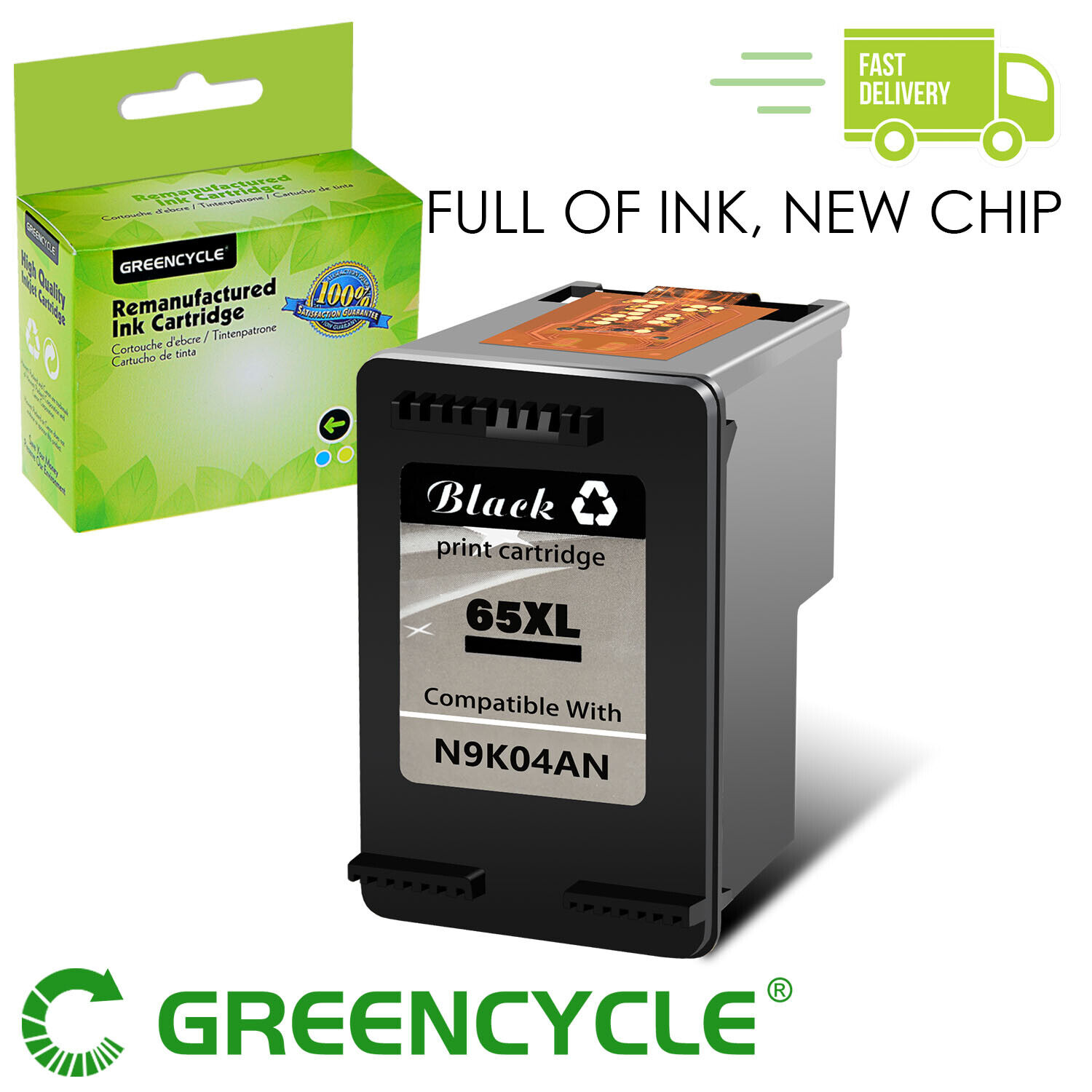 1PK Black Ink cartridge 65XL Compatible with HP Deskjet 2600 All-in-One Printer