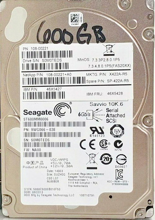 Seagate NetApp 108-00221+B0 ST600MM0006 600GB 10K SAS 6Gb/s 2.5" HDD Drive~~
