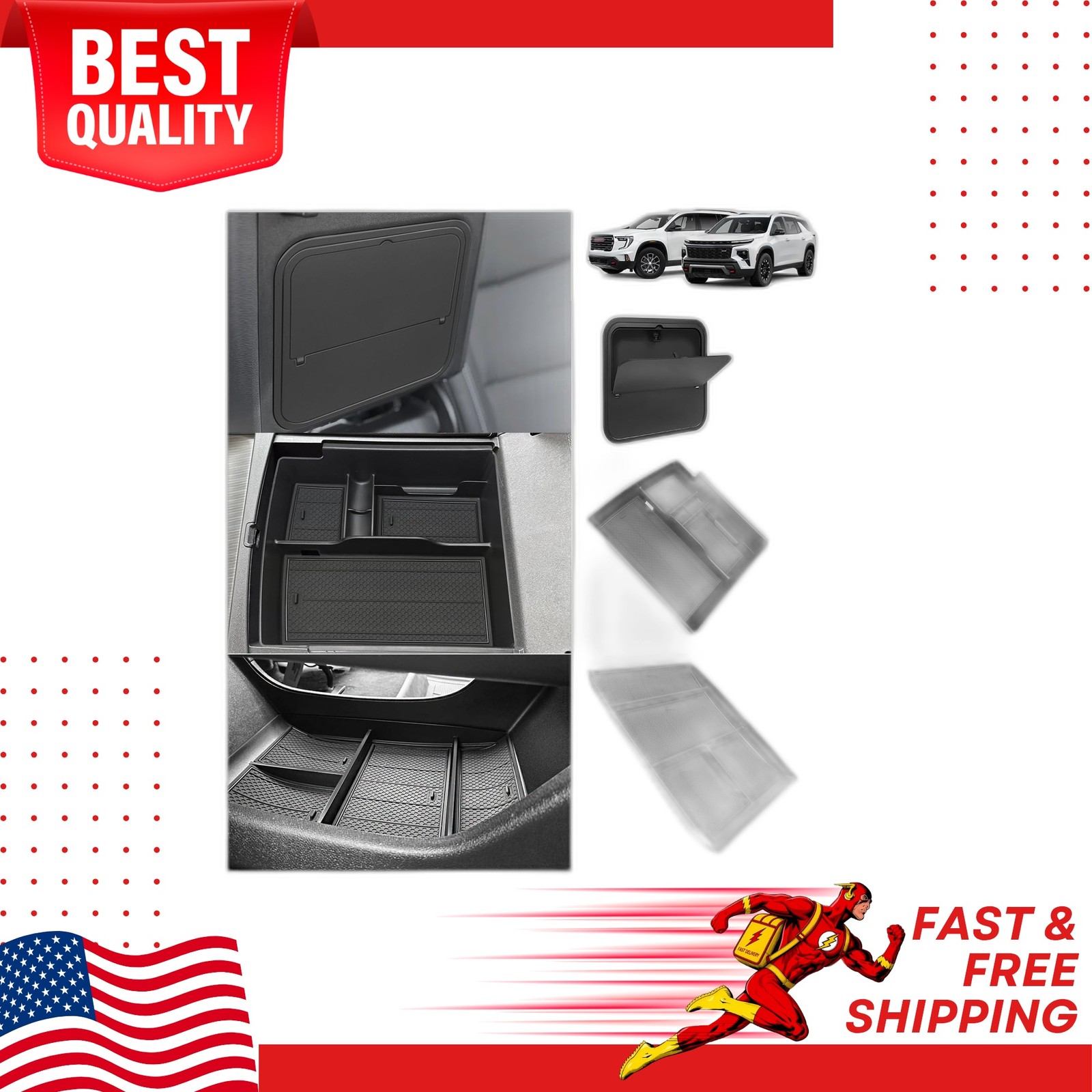 Center Console Organizer Armrest Storage Box Tray for 2024-2026 GMC Acadia Chevy