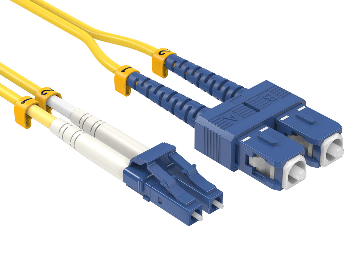 1m OS2 LC to SC UPC Duplex Corning Fiber Optic Cable SingleMode 9/125 OFNR Ra...