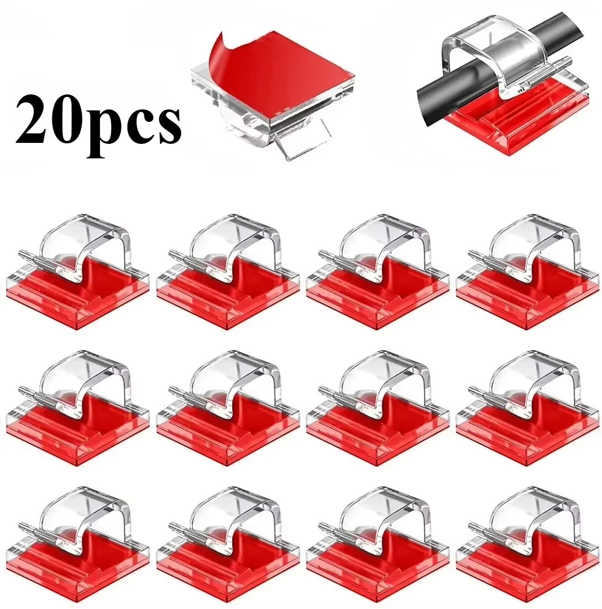 20PCS Cable Organizer Clips Cable Management Wire Manager Cord Holder USB
