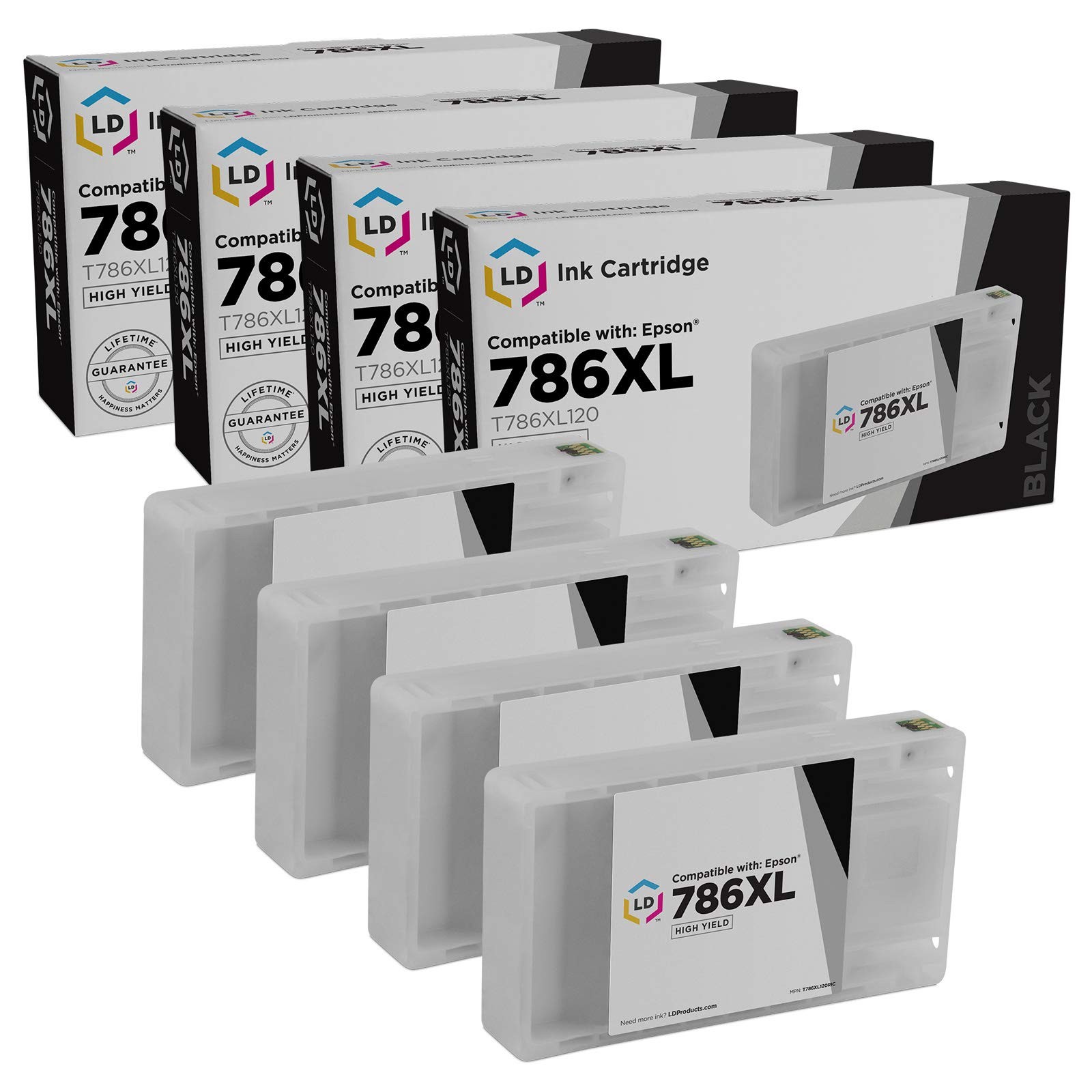 LD 4pk Replacement Black Ink Cartridge for Epson 786XL T786XL120 WF-4630 WF-4640